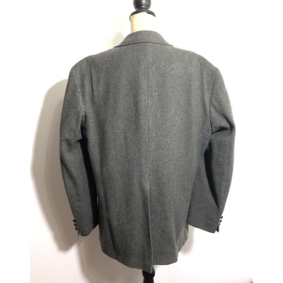 Pendleton Blazer Mens 46 Gray Virgin Wool Herringbone Tweed Sport Coat Vintage - Picture 2 of 15